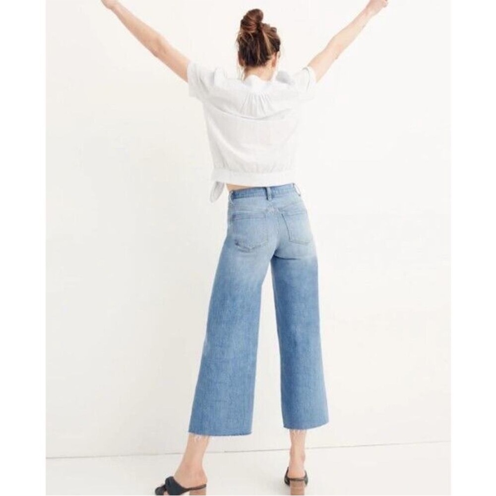 Madewell | 25 Wide Leg Crop Raw Hem Button Fly Front High Rise Jeans H5839 - Picture 2 of 14